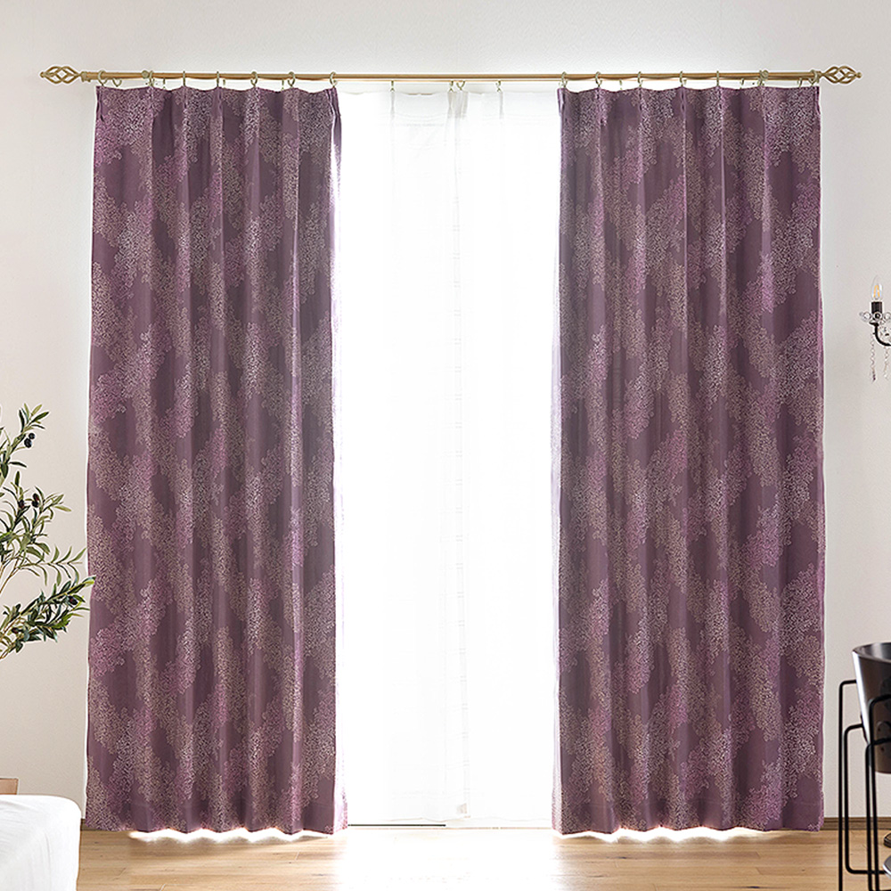 高級感なタイ風の象柄の紫色カーテン 高級感なタイ風の象柄の紫色