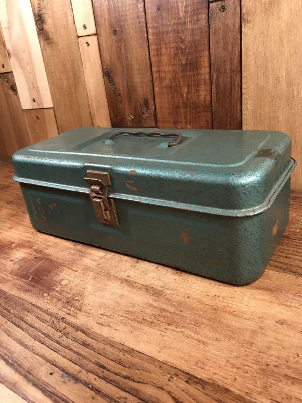 Metallic Green Small Metal Tool Box ツールボックス ビンテージ 工具