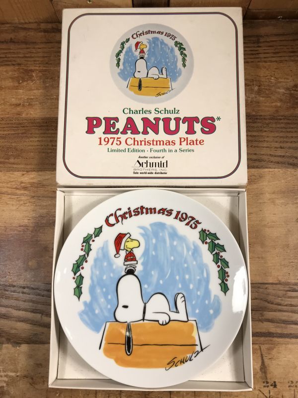 Schmid Peanuts Snoopy 1975 Christmas Plate スヌーピー ビンテージ