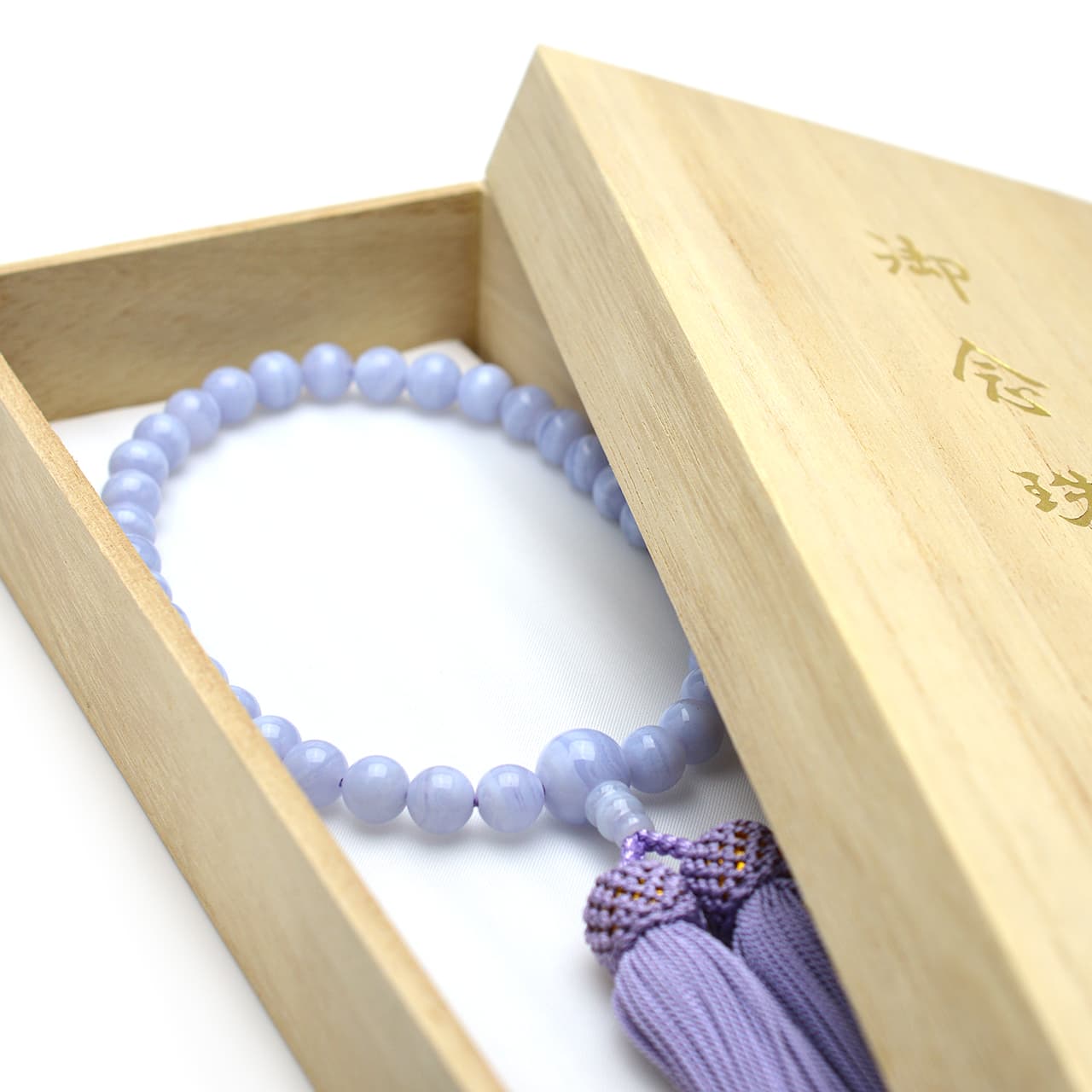 御念珠・数珠 ブルーレースアゲート - 8mm玉【桐箱付】 | 天然石御念珠