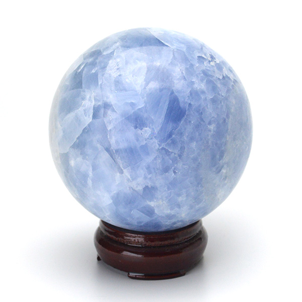 ブルーカルサイト丸玉スフィア - 約95mm【台座付】 | 天然石置物類のご