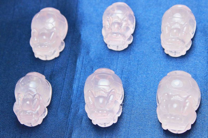 置物 龍亀 ロングイ ローズクォーツ 約26〜35mm 品番： 1153511535