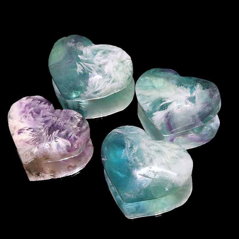 置物 エンジェルフェザーフローライト ハート型 中国産 癒し 浄化