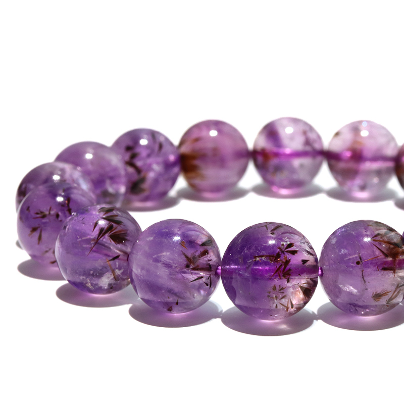 ブレス カコクセナイトインアメジスト＜ブラジル産＞ 丸 約13.5mm 品番