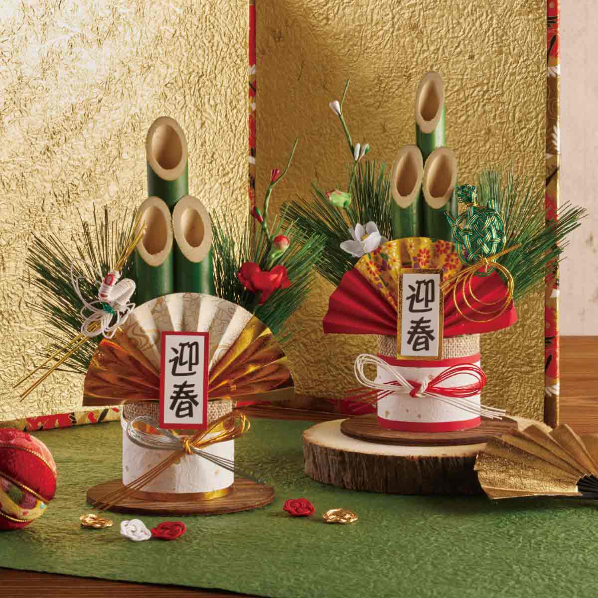 2個 卓上門松 鶴亀