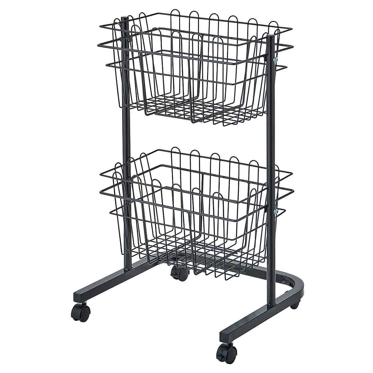 角型投げ込みバスケット 2段〔ストエキオリジナル〕 ホワイト