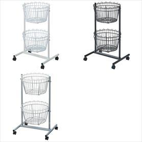 丸型投げ込みバスケット2段 〔ストエキオリジナル〕 ホワイト