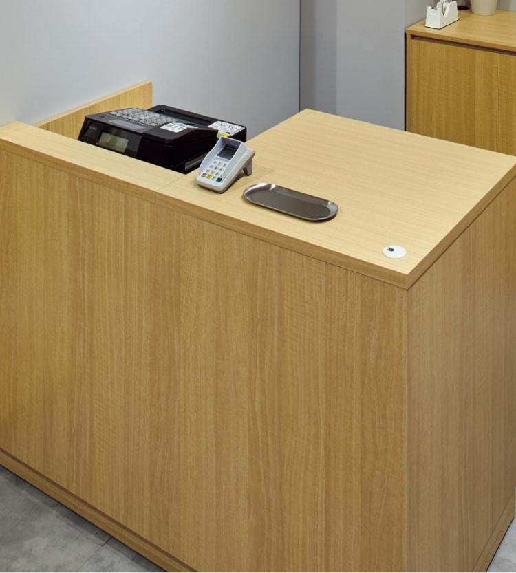 レジカウンター 切り欠きタイプ 幅180cm ラスティック柄〔ストエキ