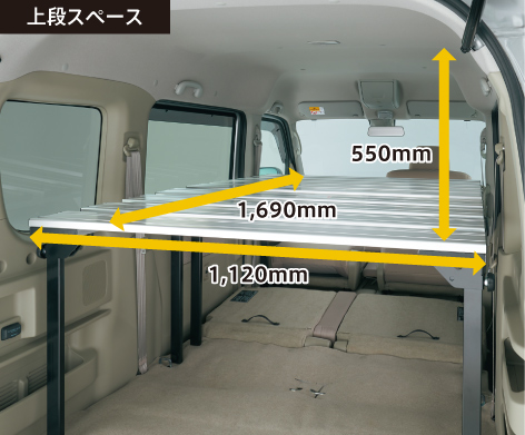 2段ベッドセット｜エブリイワゴン、エブリイ、ハイルーフ車全グレード