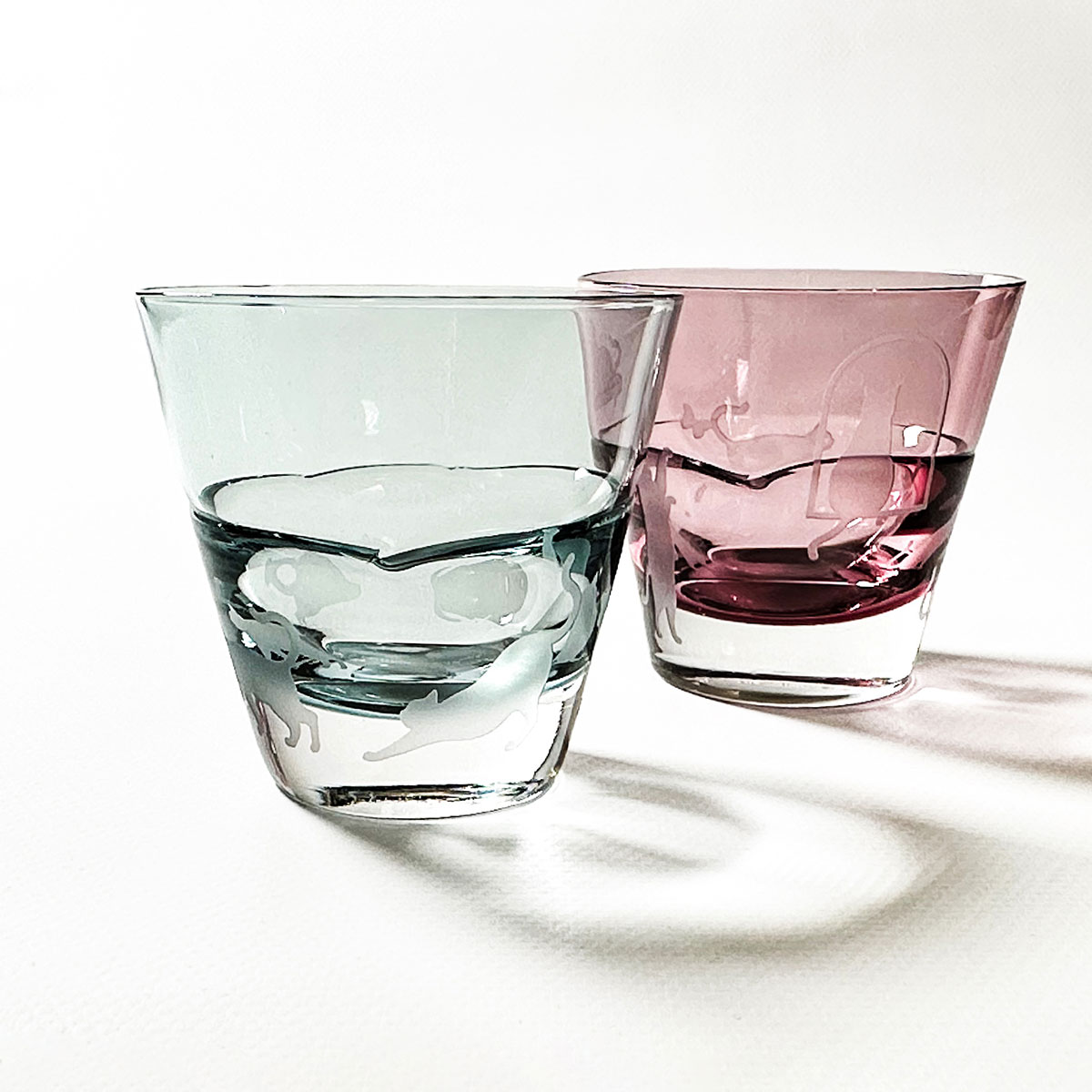 リワーク：デュオ オールド 遊ぶ猫 歩く猫 ペア GIFT | ガラス製品 | Sghr