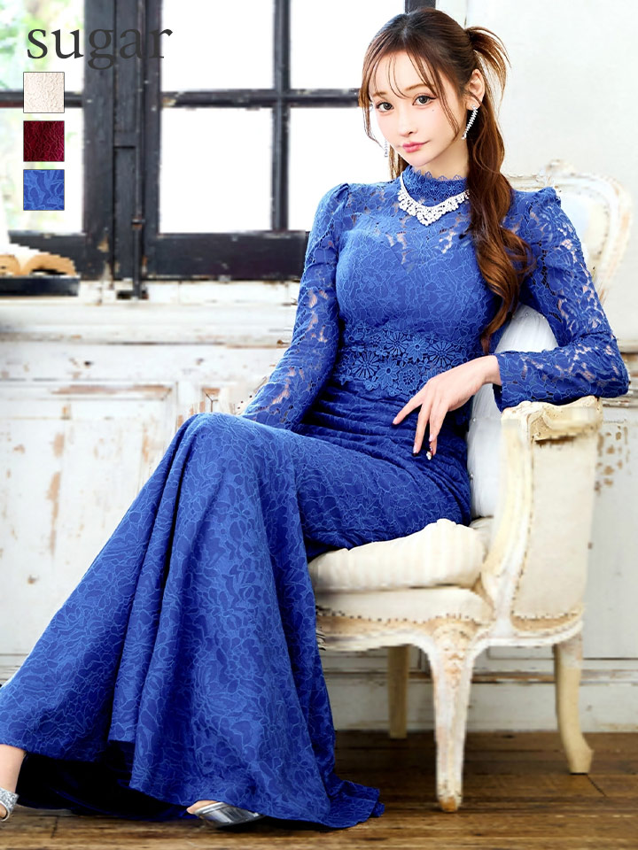 UNA VALERIE / ウナヴァレリェ】総レース/ ハイネック/ マーメイド