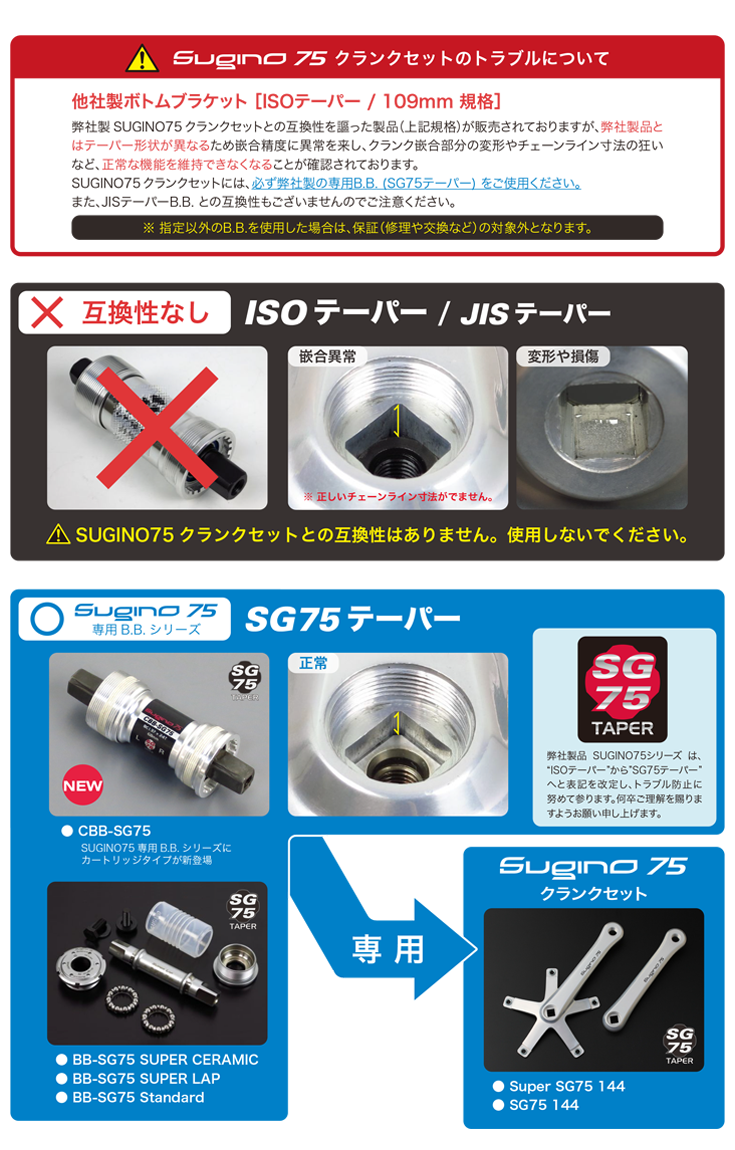 スギノエンジニアリング - 【重要なお知らせ】スギノ75クランク