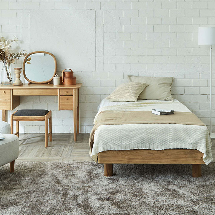 センベラ タモ材ベッドフレーム Rusk（ラスク2） -床板すのこ仕様