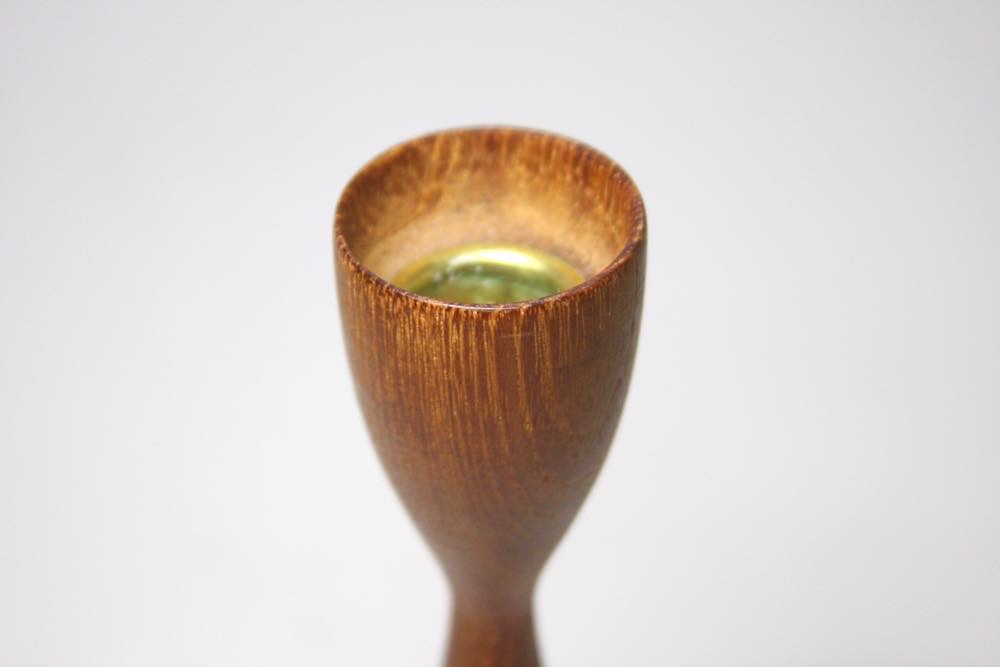 北欧雑貨／ビンテージチークキャンドルホルダー／デンマーク製／Mサイズ