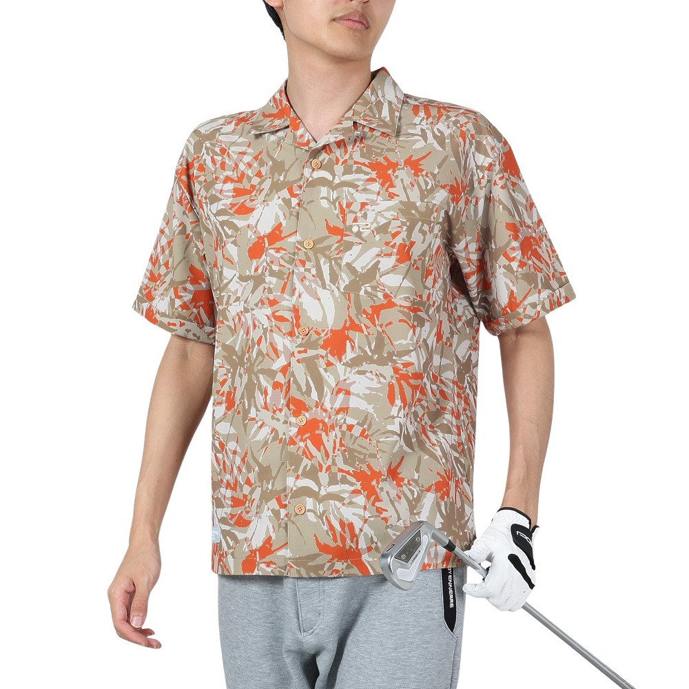 ROSASEN（ROSASEN）（メンズ）ゴルフウェア 半袖 吸水速乾 リーフ柄