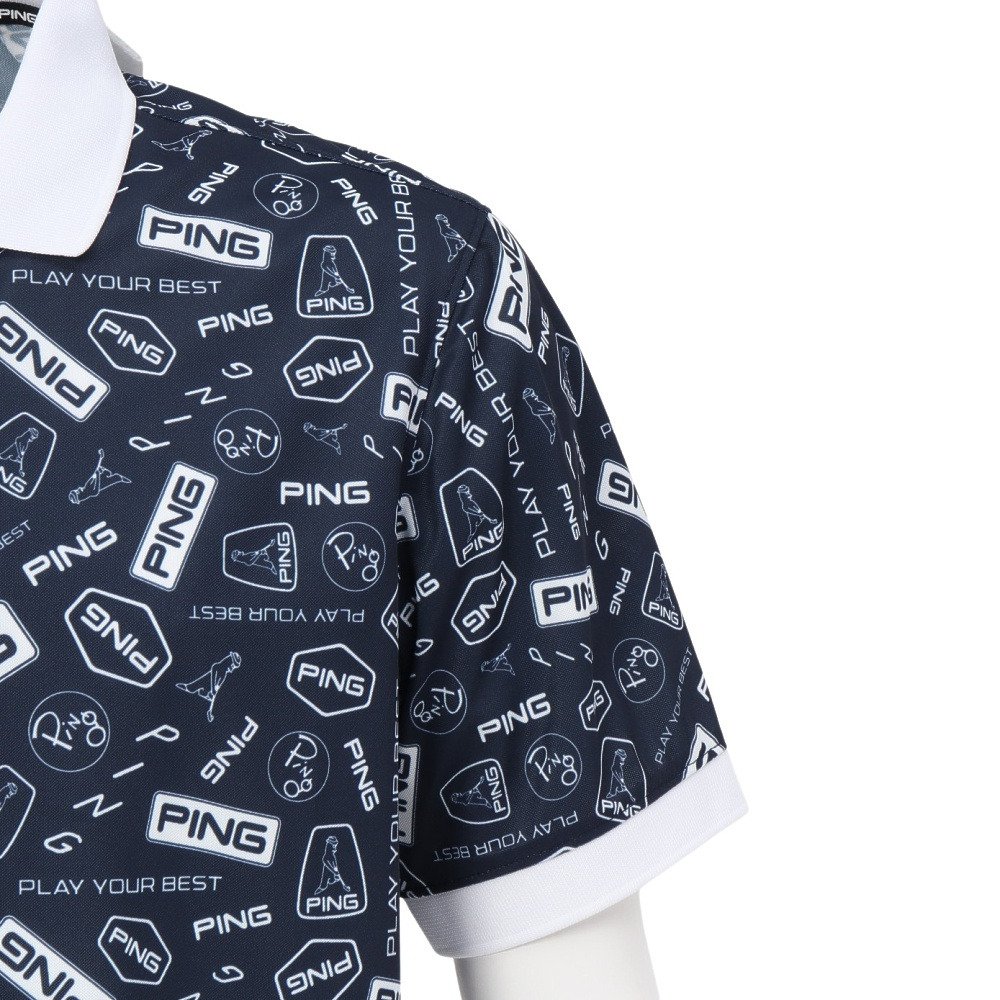ピン（PING）（メンズ）ゴルフウェア 総柄プリント 半袖ポロシャツ 621