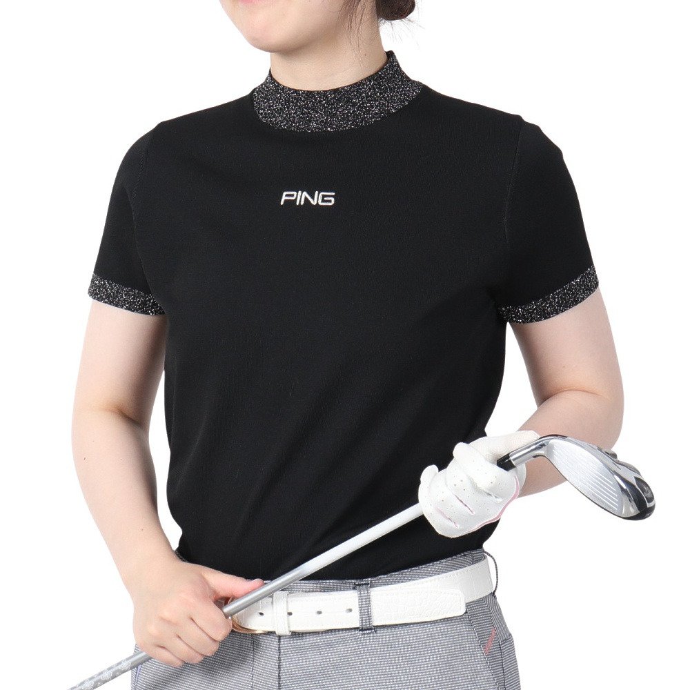 ピン（PING）（レディース）モックネック レディース ゴルフ 半袖 撥水
