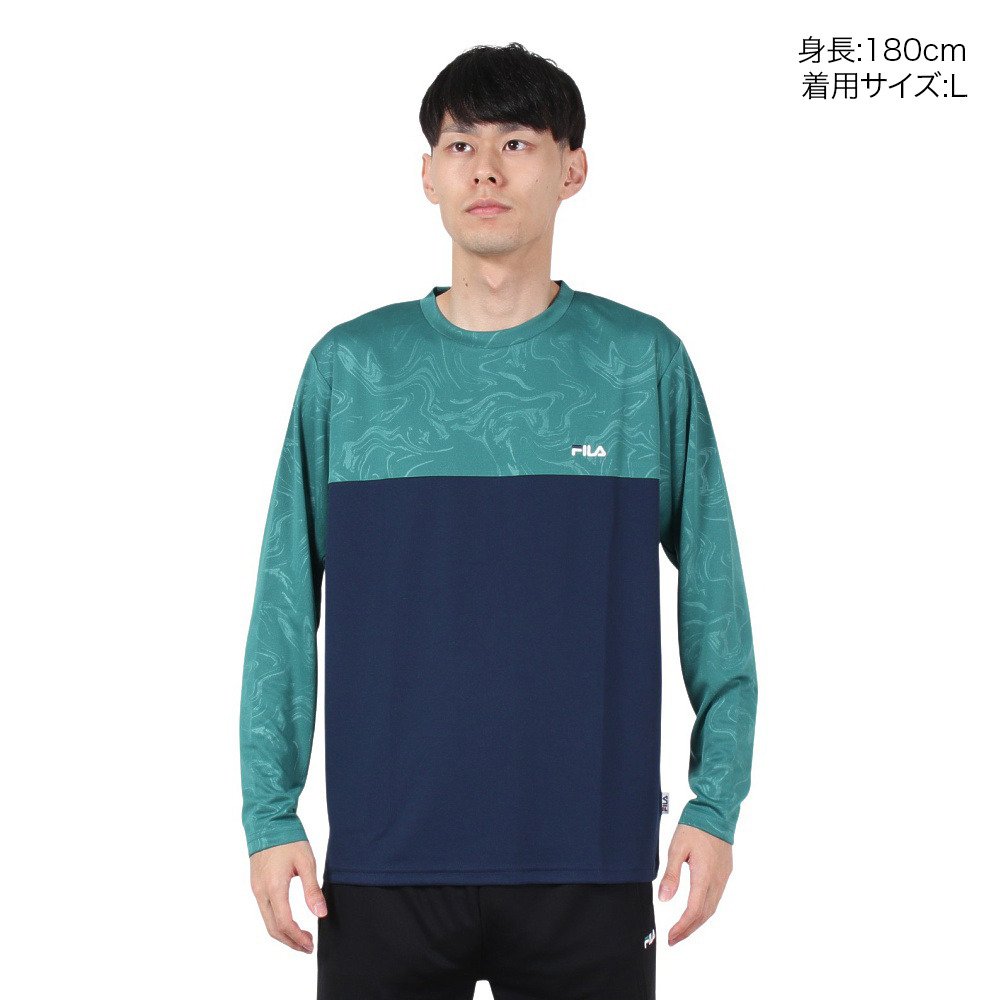 フィラ（FILA）（メンズ）テニスウェア 長袖エンボス切替Tシャツ FM6906-29