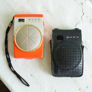 1960s Rare Vintage SONY Six Transistor Orange Pocket Radio with