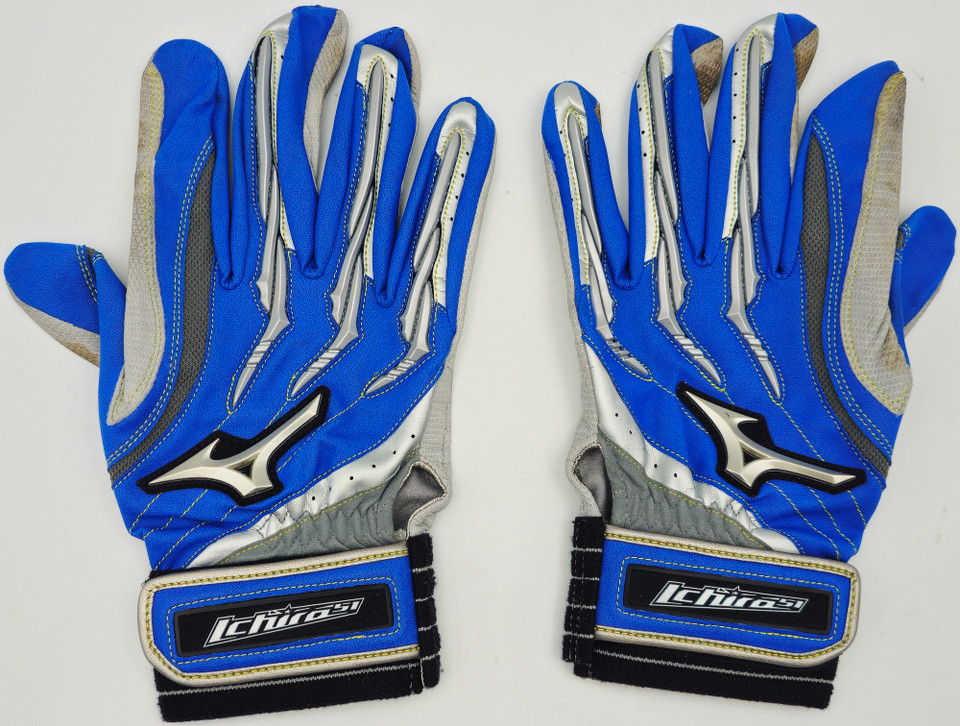 イチロー＃51 ICHIRO SUZUKI 実使用MIZUNOバッティンググローブ ブルー