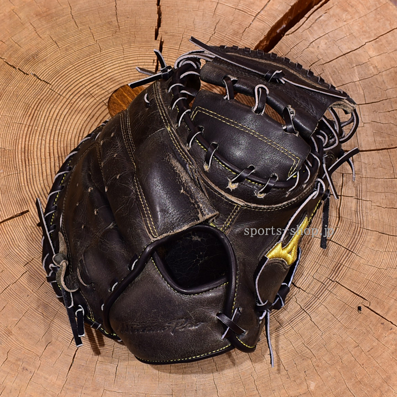 ミズノプロ 硬式用 キャッチャーミット 背面 破れ修理 ヘリ革 革紐