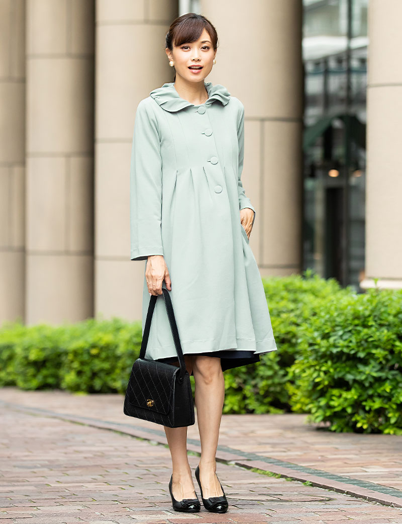 タックフレア ワンピースコート ダッカー付き 産前産後兼用 ママコート