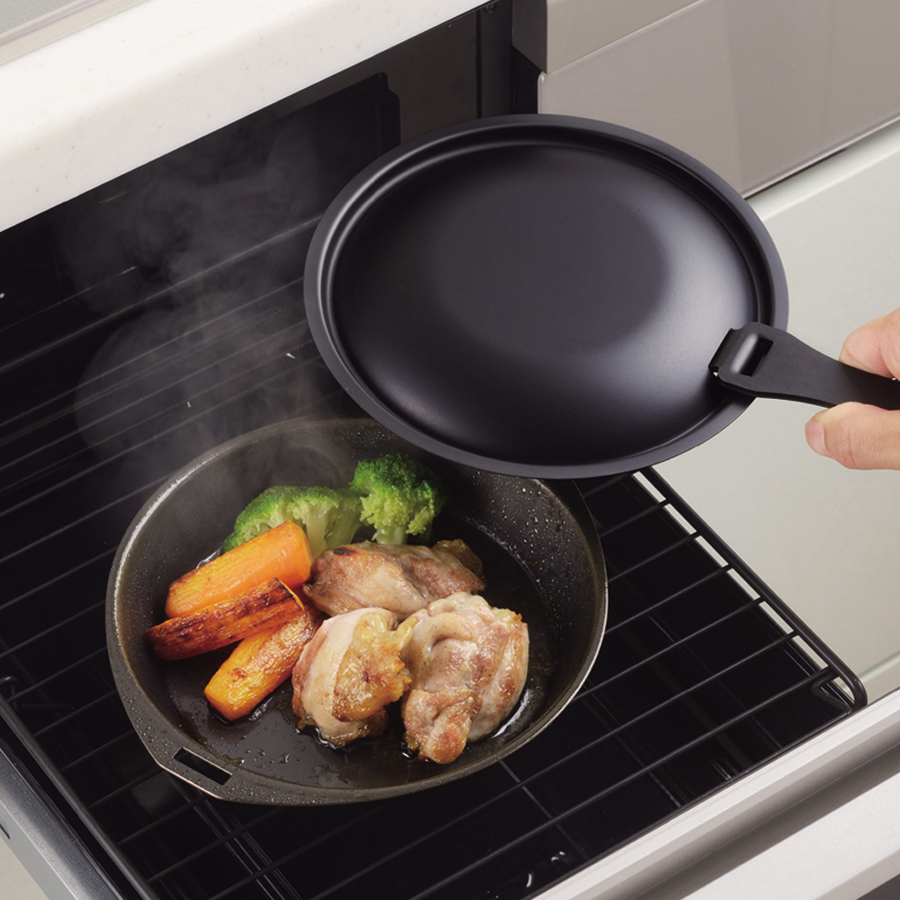 ラクッキング 鉄製蓋・ハンドル付丸型グリルパン16cm HB-1951