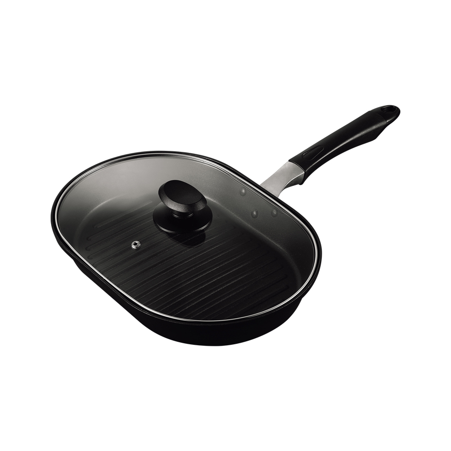 VECUULAR ブラック フライパン ガラス蓋付き 目玉焼きがおいしく焼ける鉄のフライパン ガラス蓋付き[20cm IH ガス