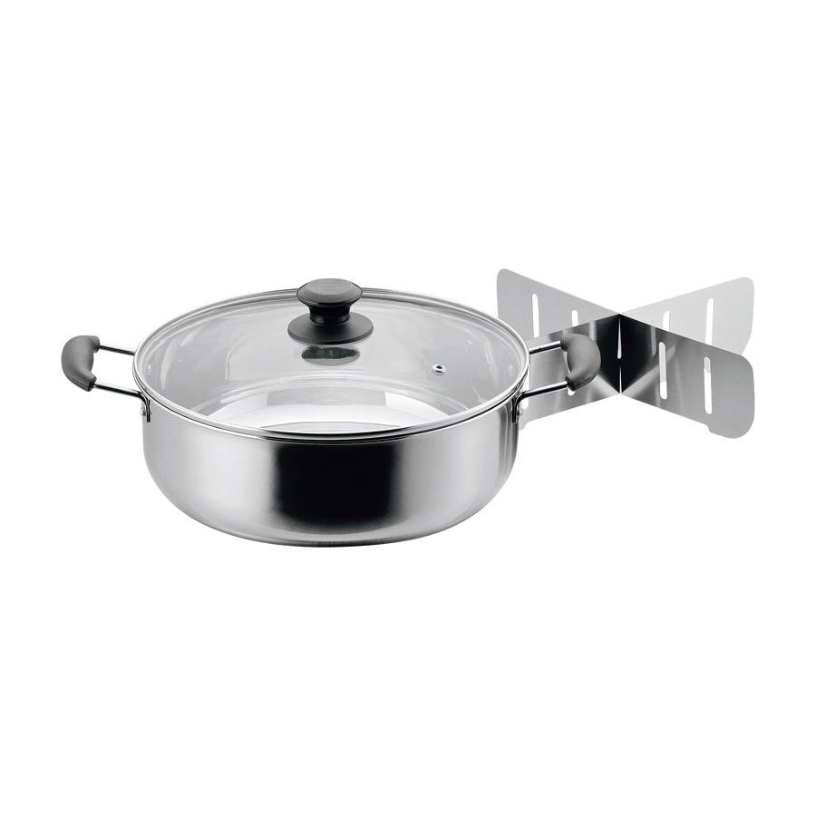 和楽庵 ステンレス製ガラス蓋付おでん鍋26cm(仕切付) HB-5430