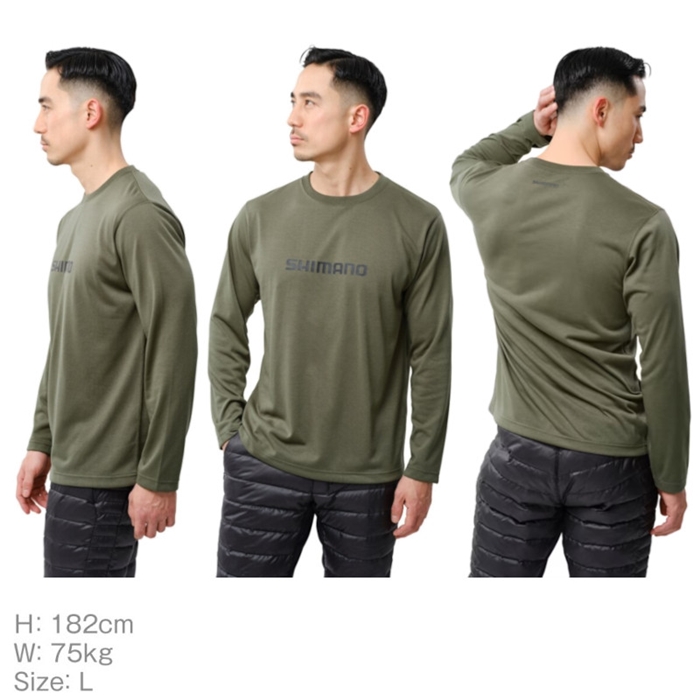 シマノ ドライロゴTシャツ ロングスリーブ M チャコール SH-011X
