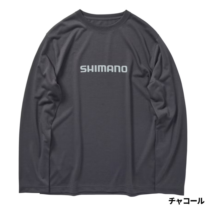 シマノ ドライロゴTシャツ ロングスリーブ M チャコール SH-011X