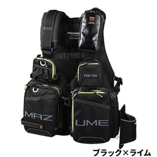 マズメ mazume タイドマニアライフジャケット フリー ブラック×ライム
