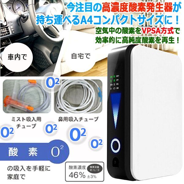 酸素の吸入を手軽にご家庭や車内で！A4サイズポータブル酸素発生器HABE