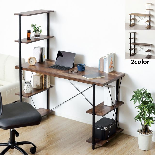ドライバー不要！らくらく組立ラック付きデスク