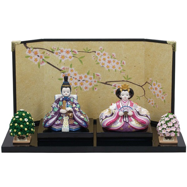 雛人形・ひめの紫都香 桜橘付(送料無料,卓上ミニひな人形,陶器製