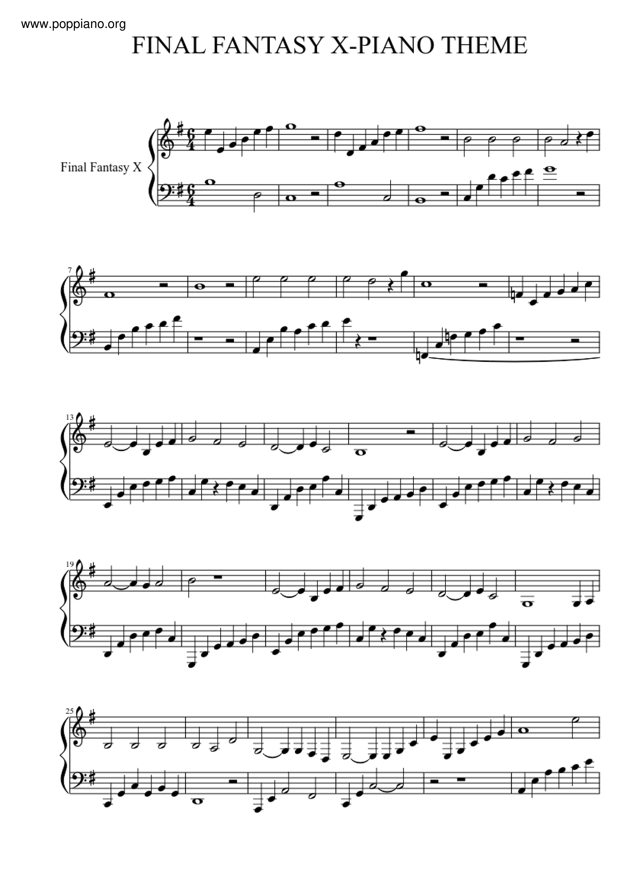☆ Final Fantasy X-To Zanarkand Sheet Music pdf, -ザナルカンドにて