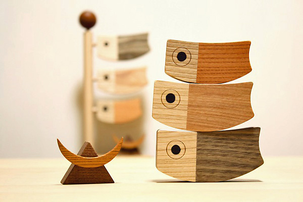 木のこいのぼり 室内用 卓上 ｜木のおもちゃ ポプリの森