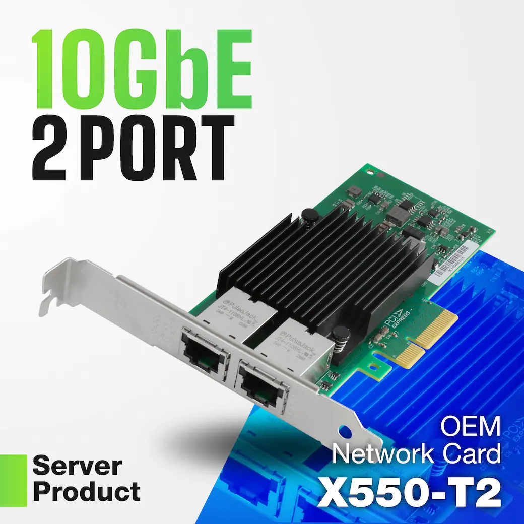 แลนการ์ด OEM X550-T2, 2Port 10GbE, RJ45, x8 (Intel Chipset) - PC