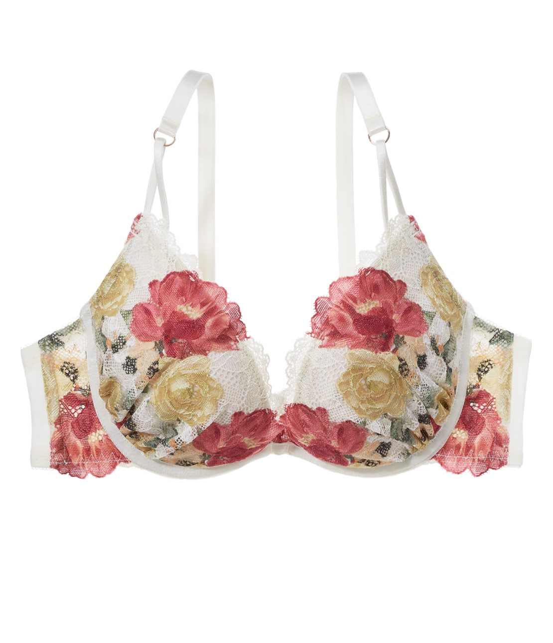 まいにち美胸ライトプリントレースブラD(A65 ホワイト): PEACH JOHN