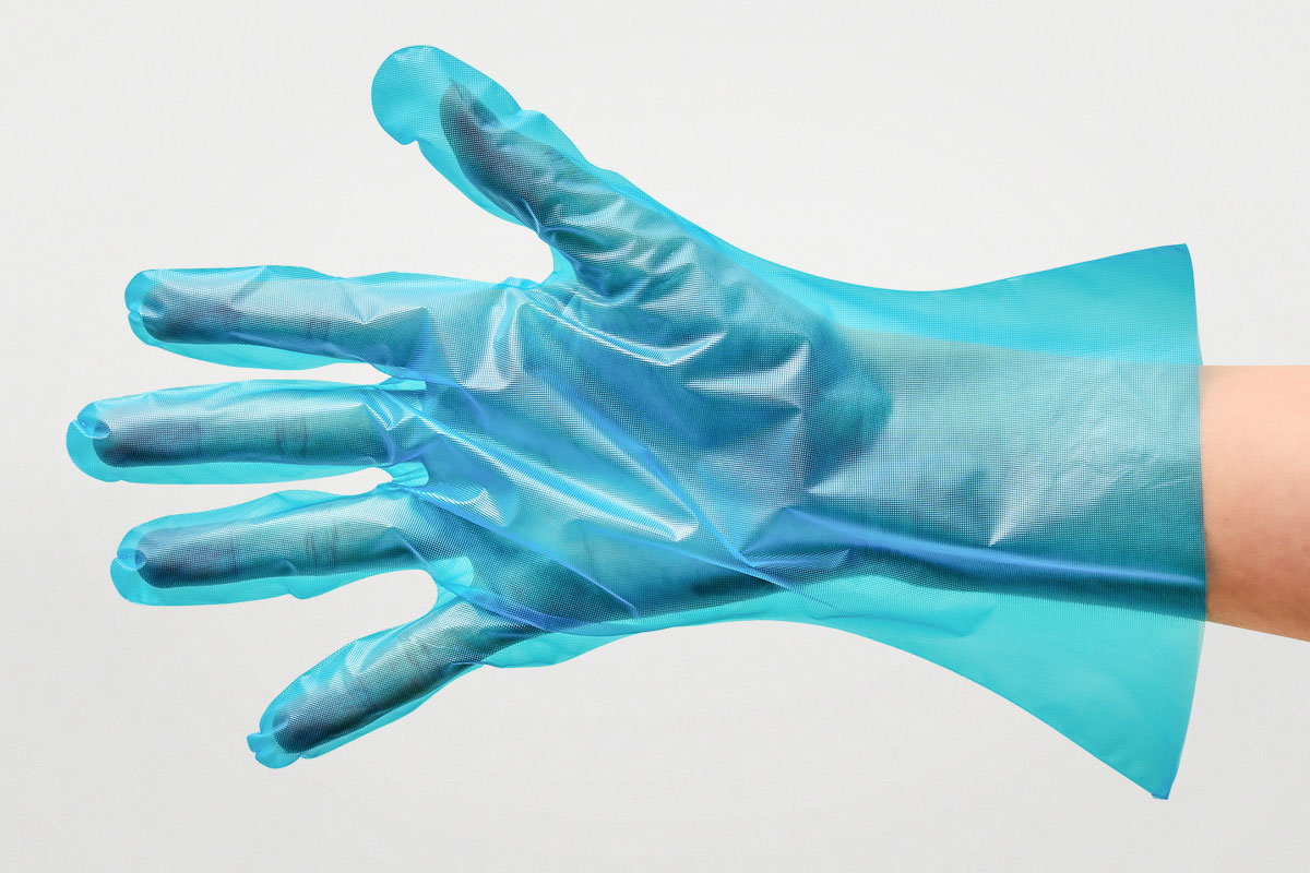ポリ手袋ライトフィット箱入 青 M | パックスタイル
