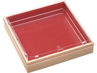 寿司桶 WPS-角235-235透明蓋付 柾目朱 エフピコ | テイクアウト容器の