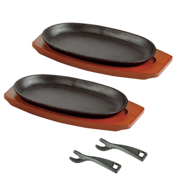 ステーキ関連用品 スプラウト 鉄鋳物製ステーキ皿 小判型 23×13cm 2枚