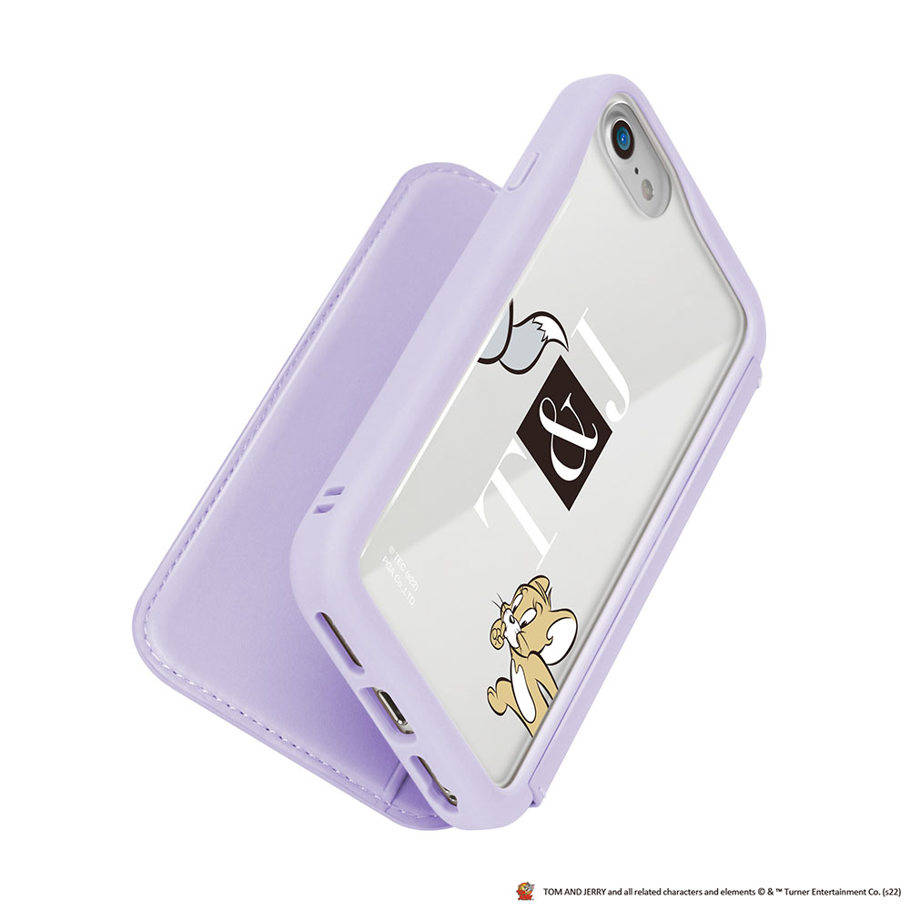 iPhone SE 第3世代 ガラスフリップケース [トムとジェリー/パープル
