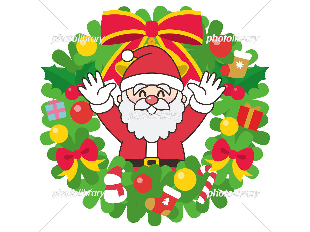 クリスマスリースとサンタクロース イラスト素材 [6172453] - フォト