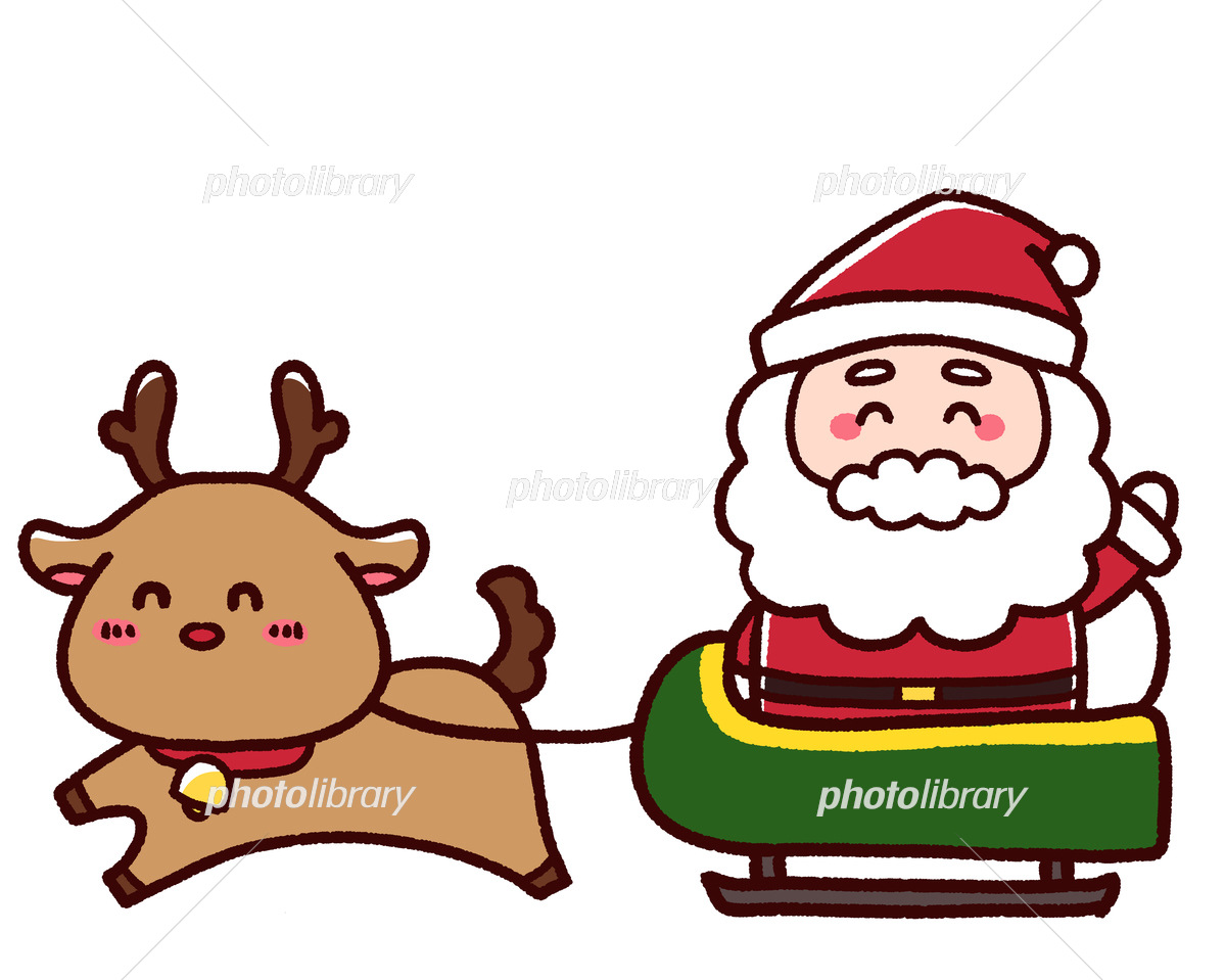 ソリに乗ったサンタとトナカイ イラスト素材 [6524430] - フォトライブ