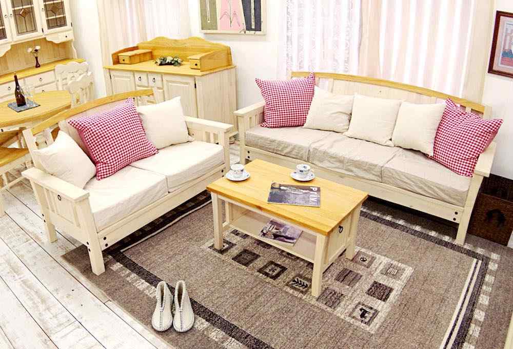 フレンチカントリーリビングテーブル｜フレンチスタイルローテーブル白