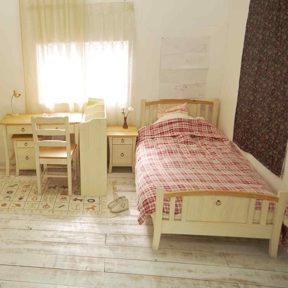 無垢パインベッド｜白いシングルベッドセット｜パインファクトリー