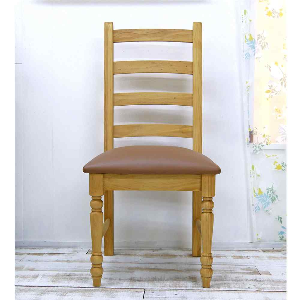 座面高さ45cmカントリーチェア｜パイン材ダイニング椅子｜レザー張