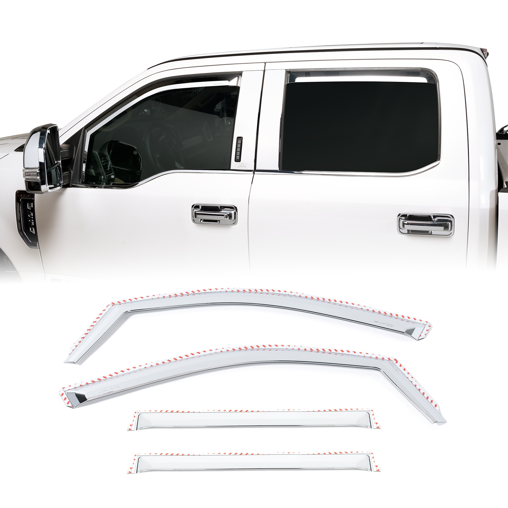 480065 - Putco Element Chrome Window Deflectors Fits Ford F150
