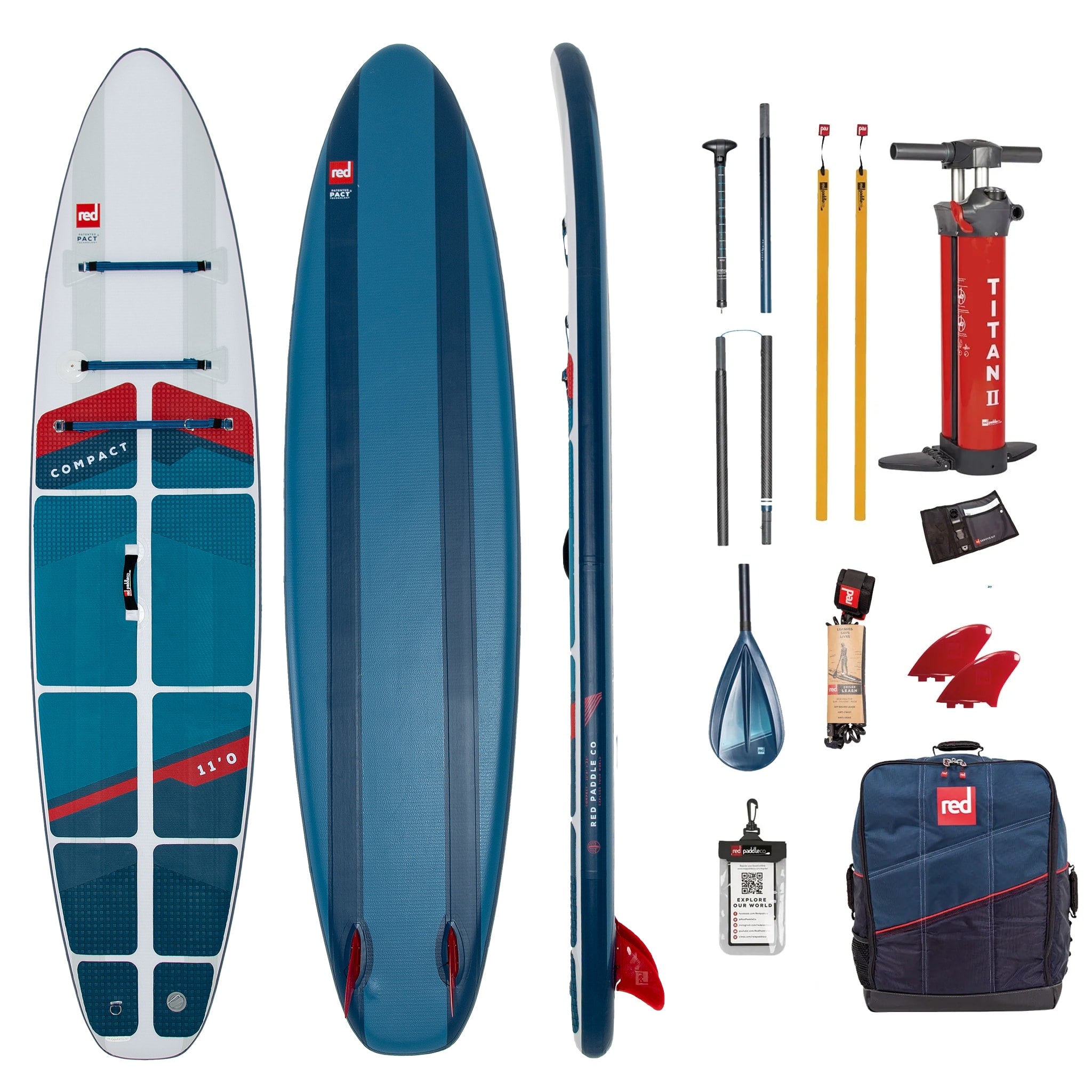 Red Paddle Co 11'0 COMPACT Inflatable Travel SUP Package